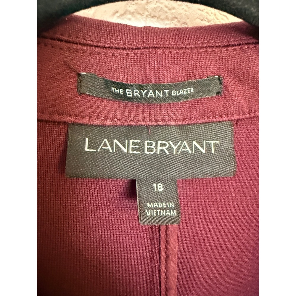 Lane Bryant The Bryant Blazer Plum Burgundy Faux Leather Trim Jacket Size 18 - Picture 5 of 5